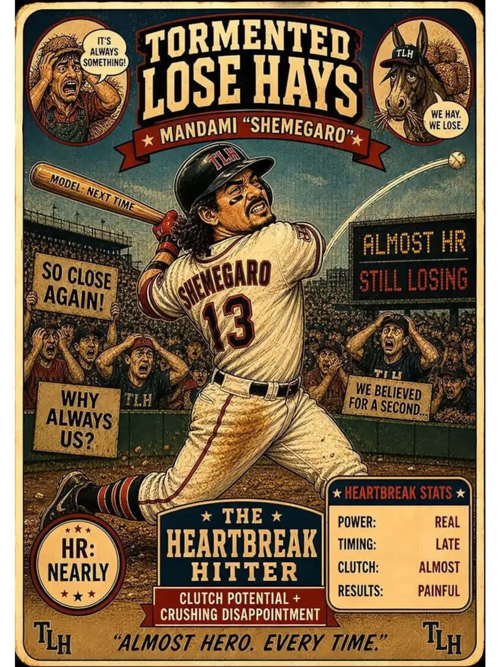 4627 The Heartbreak Hitter 8x10 Print | Parody Sports Card Series